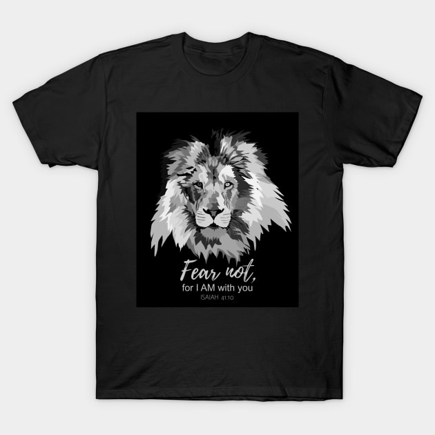 Bible verse - Isaiah 41:10 Lion, Protector T-Shirt by Katarinastudioshop